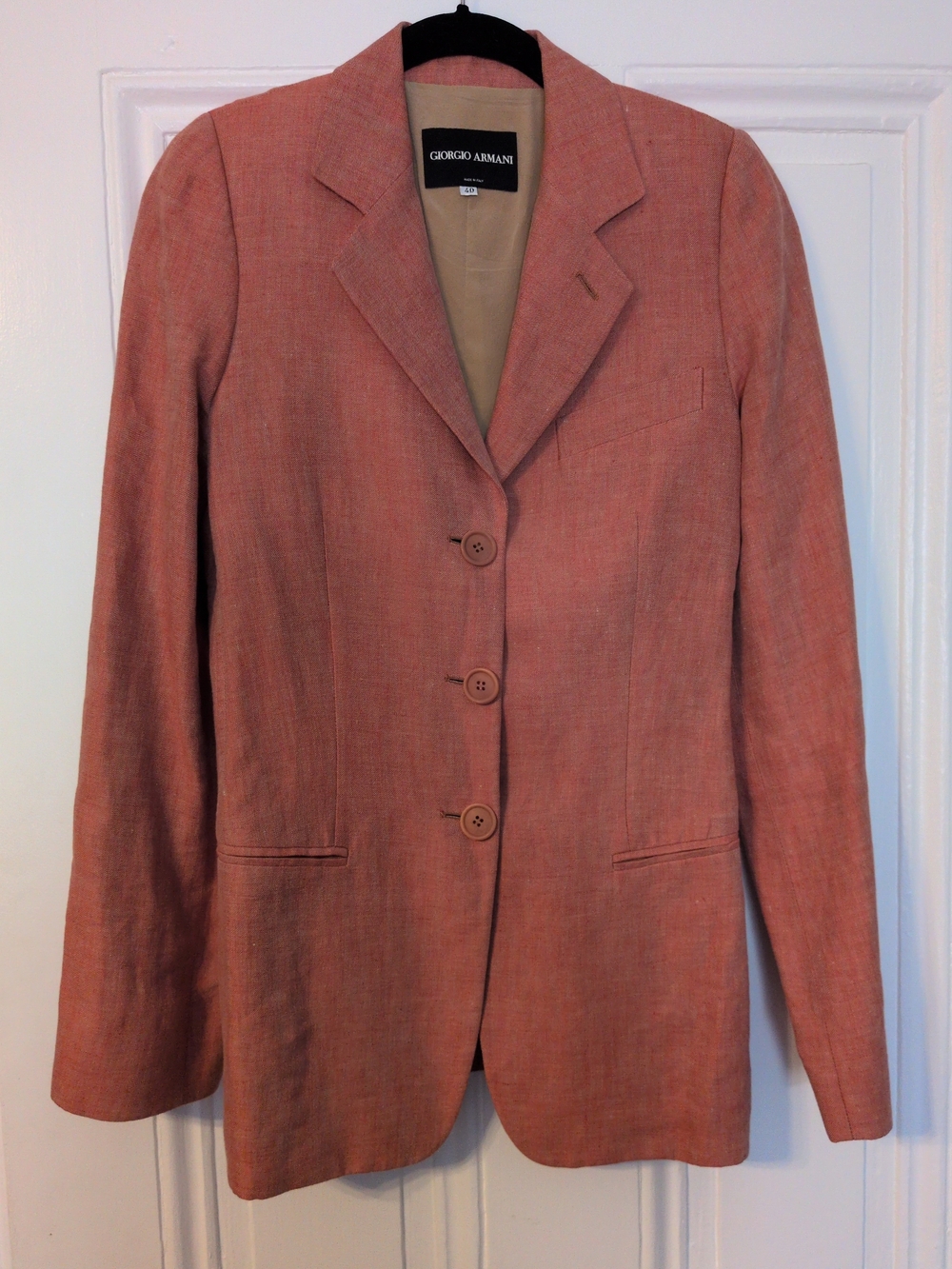 NWOT Giorgio Armani Women's Coral 100% Linen Blazer